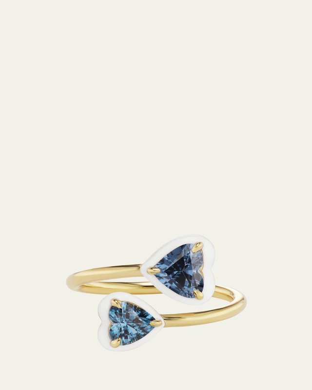 18K Yellow Gold Elsa Topaz and Enamel Ring